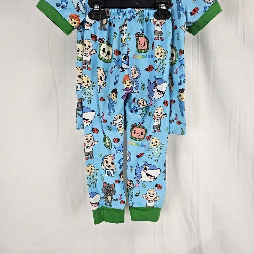 Cocomelon Blue Green Printed Toddler Size 4T Pajama Set 2 Piece